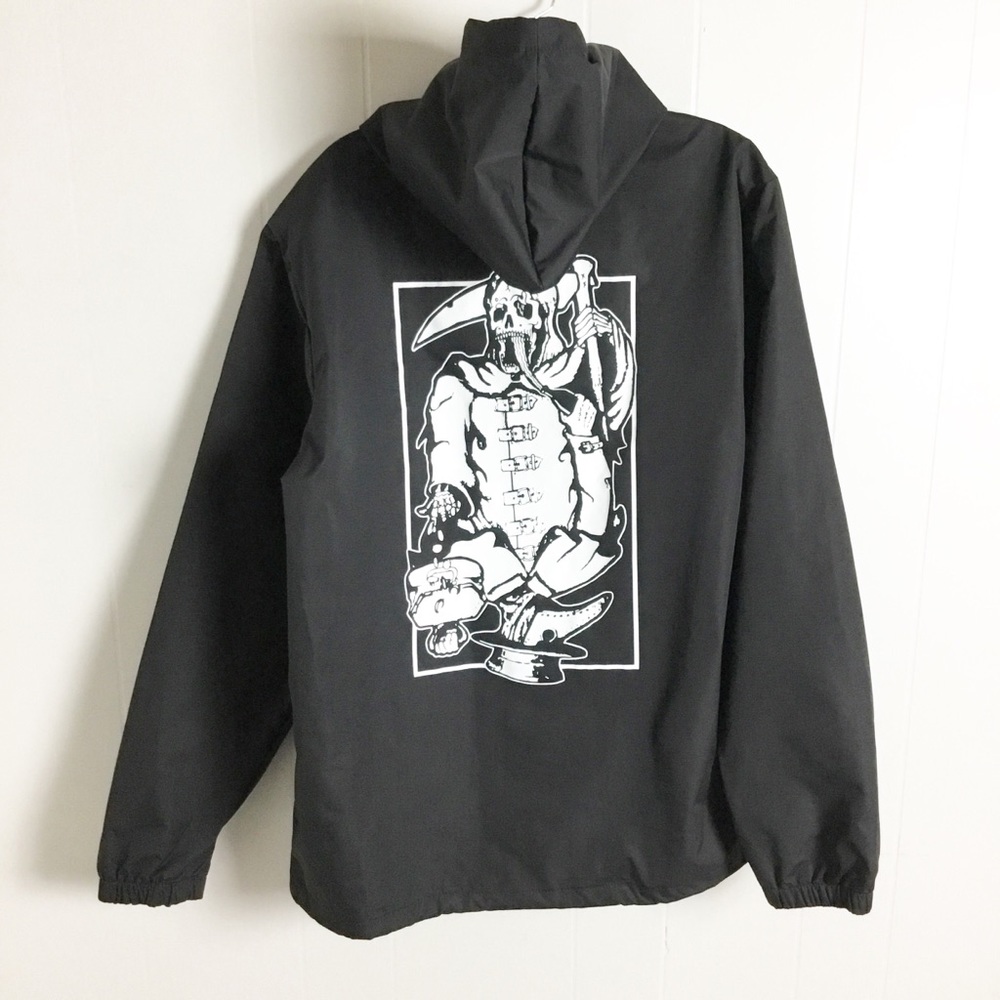 Black Plague Mens Nylon Hooded Jacket Black Size L